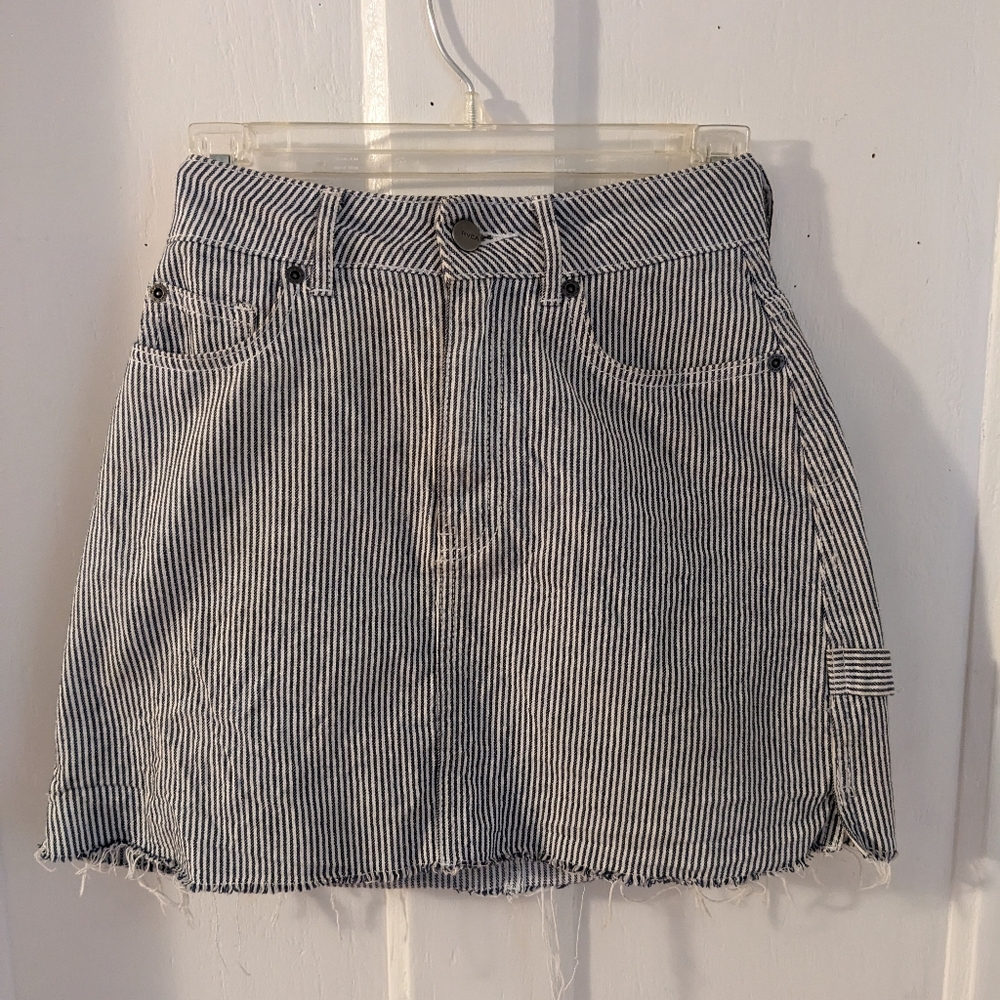 Stripped jean mini